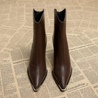 Stiefel mit Absatz - Blockabsatz - Spitz zulaufend - Stiefeletten - Damenstiefel R&B
