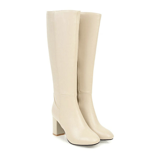 Stiefel mit Absatz | Leder | Blockabsatz | Hoher Absatz Knöchelhohe Stiefel | Damenstiefel R&B