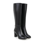 Stiefel mit Absatz | Leder | Blockabsatz | Hoher Absatz Knöchelhohe Stiefel | Damenstiefel R&B