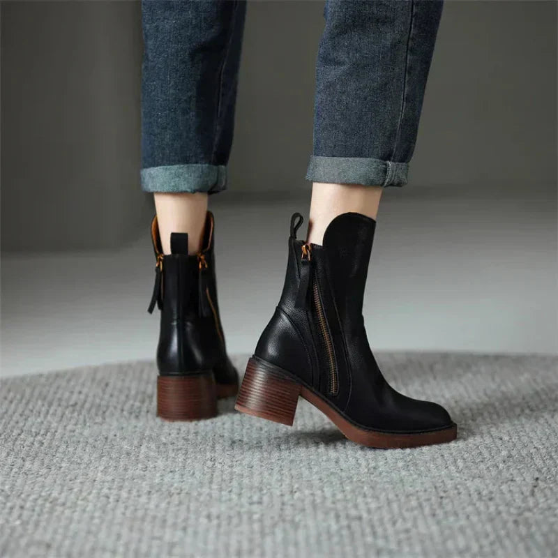 Stiefel mit Absatz | Reißverschluss | Blockabsatz | Stiefeletten | Damenstiefel R&B