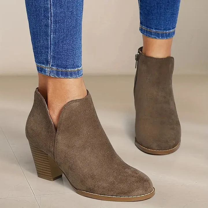 Stiefel mit Absatz | Wildleder | Blockabsatz | Stiefeletten | Damenstiefel R&B