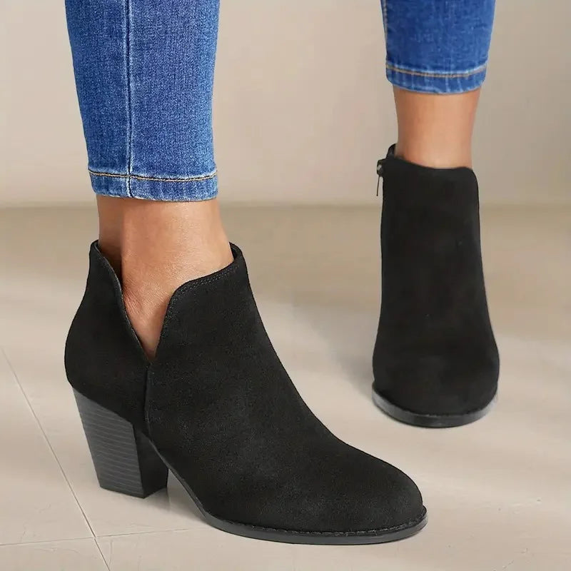 Stiefel mit Absatz | Wildleder | Blockabsatz | Stiefeletten | Damenstiefel R&B