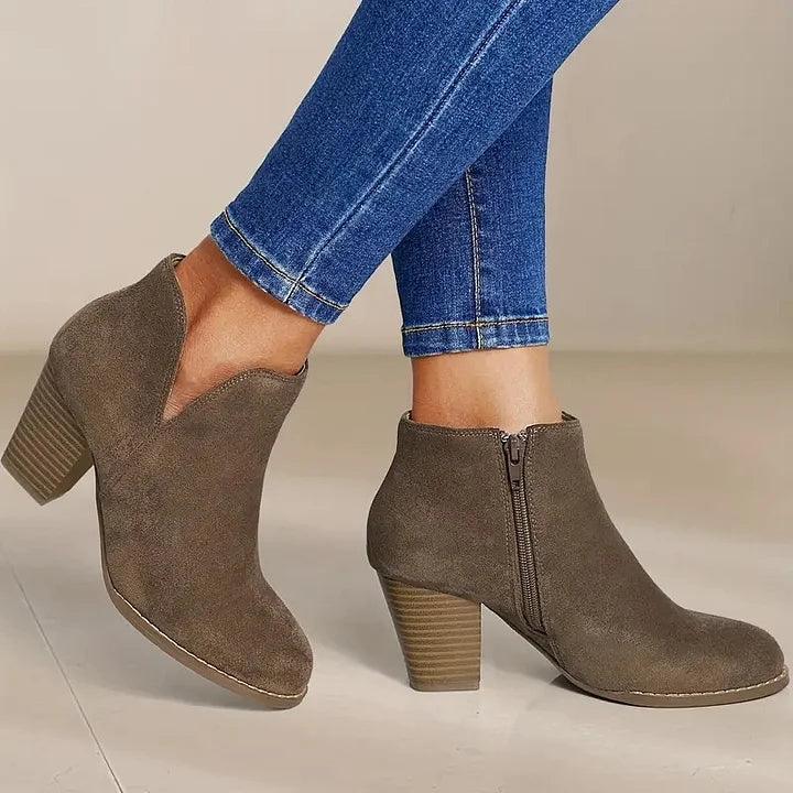Stiefel mit Absatz | Wildleder | Blockabsatz | Stiefeletten | Damenstiefel R&B