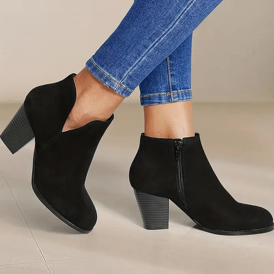 Stiefel mit Absatz | Wildleder | Blockabsatz | Stiefeletten | Damenstiefel R&B