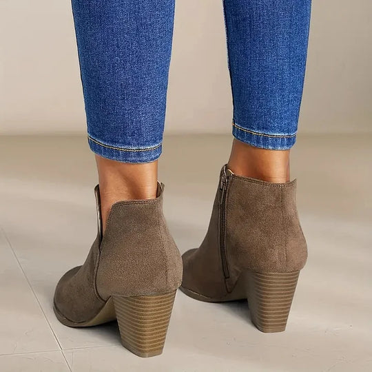 Stiefel mit Absatz | Wildleder | Blockabsatz | Stiefeletten | Damenstiefel R&B