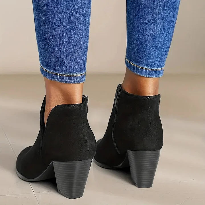 Stiefel mit Absatz | Wildleder | Blockabsatz | Stiefeletten | Damenstiefel R&B