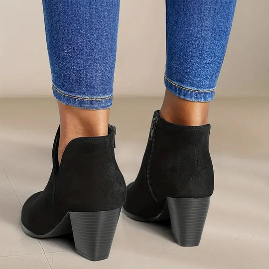 Stiefel mit Absatz | Wildleder | Blockabsatz | Stiefeletten | Damenstiefel R&B