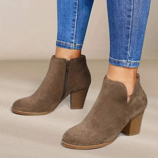 Stiefel mit Absatz | Wildleder | Blockabsatz | Stiefeletten | Damenstiefel R&B
