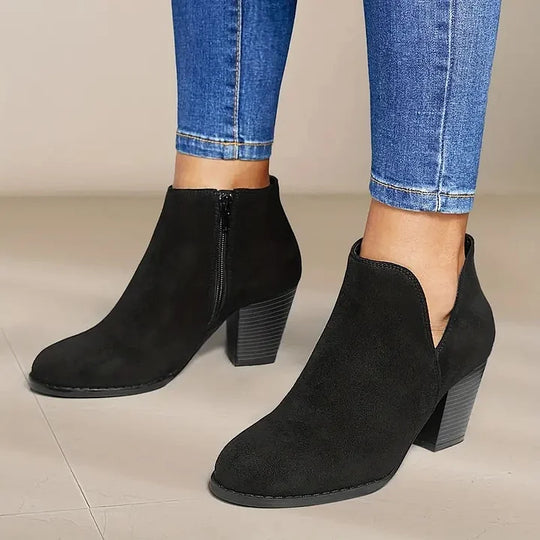 Stiefel mit Absatz | Wildleder | Blockabsatz | Stiefeletten | Damenstiefel R&B