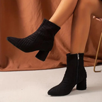 Absatzstiefel - Damen Stiefeletten mit Blockabsatz und spitzer Zehe R&B