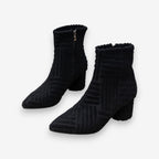 Absatzstiefel - Damen Stiefeletten mit Blockabsatz und spitzer Zehe R&B
