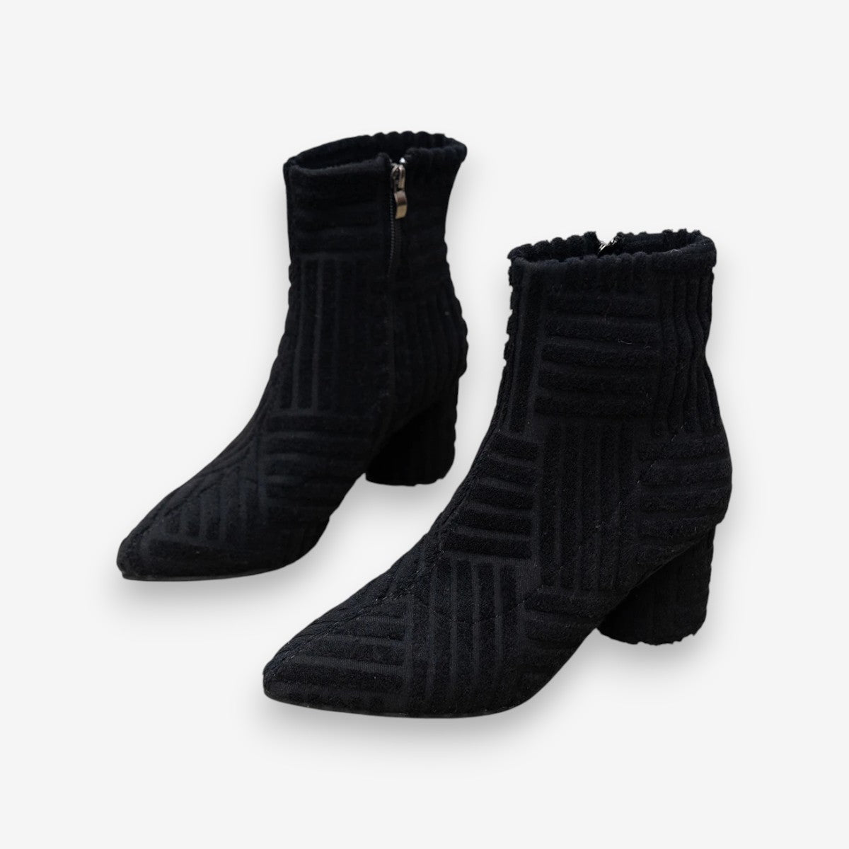 Absatzstiefel - Damen Stiefeletten mit Blockabsatz und spitzer Zehe R&B