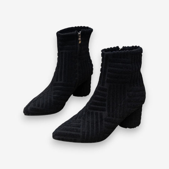 Absatzstiefel - Damen Stiefeletten mit Blockabsatz und spitzer Zehe R&B