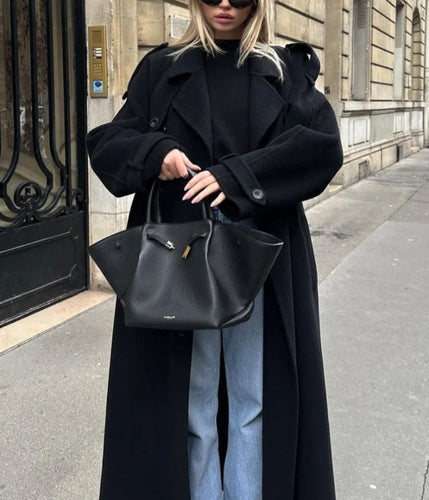 R&B | Damen Oversized Jacke Lang mit Reverskragen