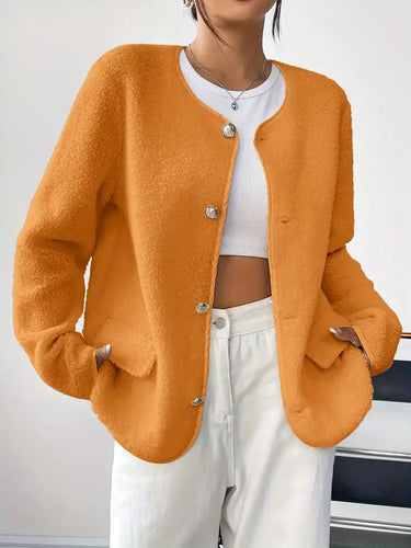 R&B | Damen Cardigan mit Rundhalsausschnitt und goldener Knopfleiste