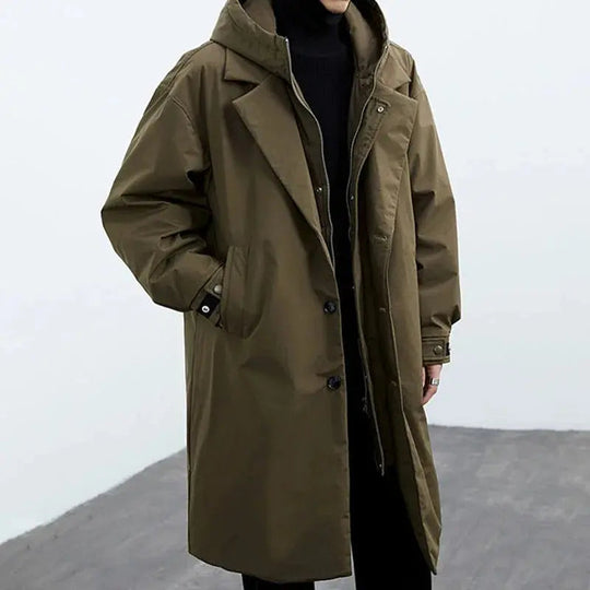 R&B | Wasserdichter Puffer-Trenchcoat für Herren mit Kapuze