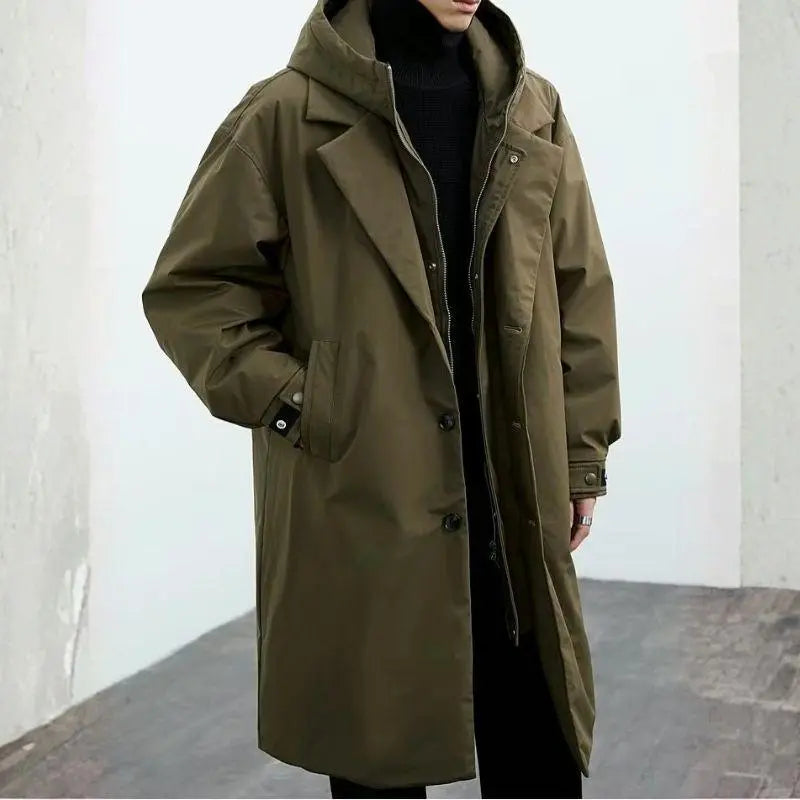 R&B | Wasserdichter Puffer-Trenchcoat für Herren mit Kapuze