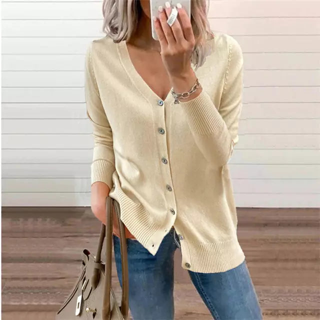 R&B | Einfarbige Schlichte Strickjacke für Alltag