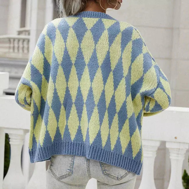 R&B | Geometrische Strickjacke