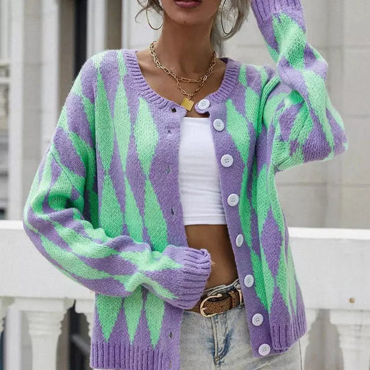 R&B | Geometrische Strickjacke