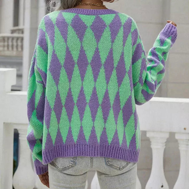 R&B | Geometrische Strickjacke