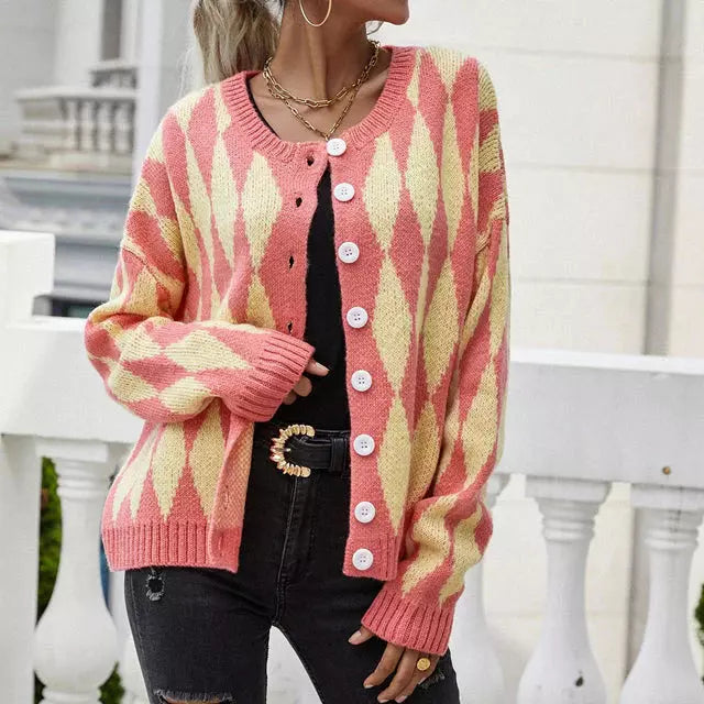 R&B | Geometrische Strickjacke