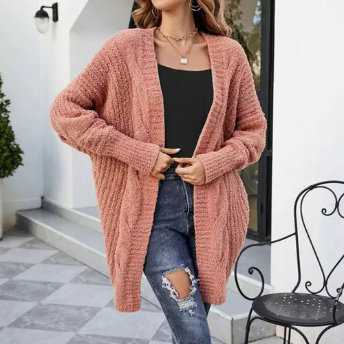 R&B | Einfarbige Kuschelige Strickjacke für Damen