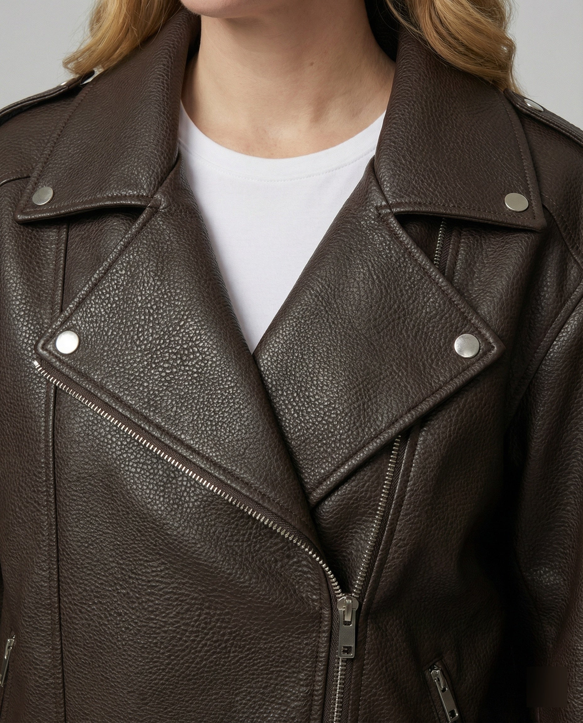 Lässige Oversize Damen Jacke Leder-Optik für den Herbst Style