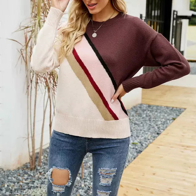 R&B | Gestreifter Strickpullover mit Breiten Linien