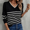 R&B | Gestreifter Strickpullover mit Strukturmuster
