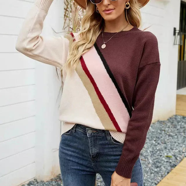 R&B | Gestreifter Strickpullover mit Breiten Linien