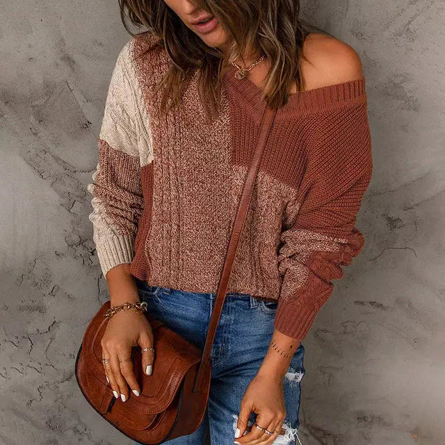 R&B | Patchwork Strickpullover mit Farbkontrasten