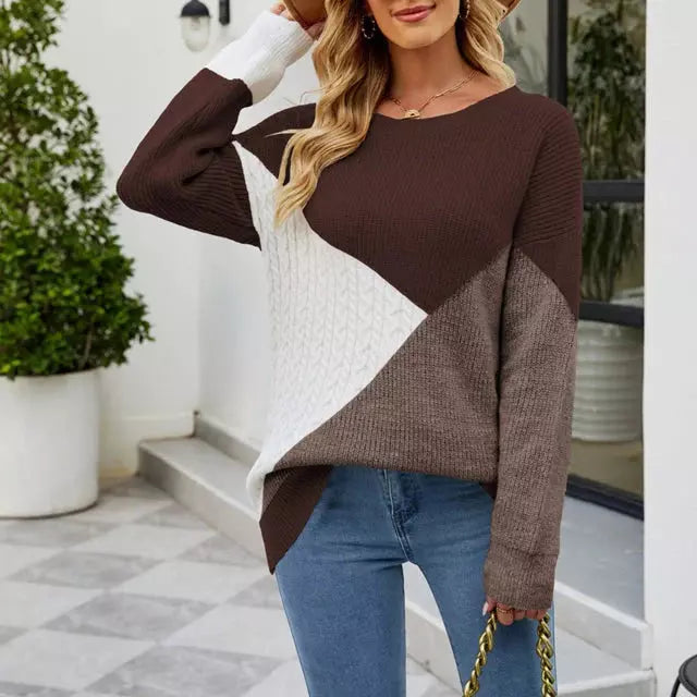 R&B | Patchwork Strickpullover mit Kreativem Muster