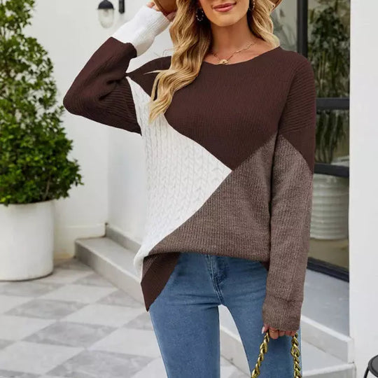 R&B | Patchwork Strickpullover mit Kreativem Muster