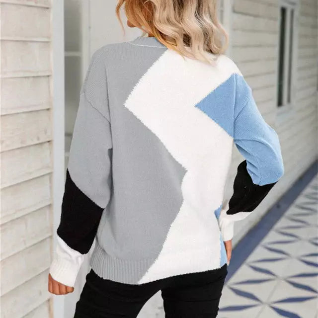 R&B | Pullover in Kontrastfarbe mit Geripptem Saum
