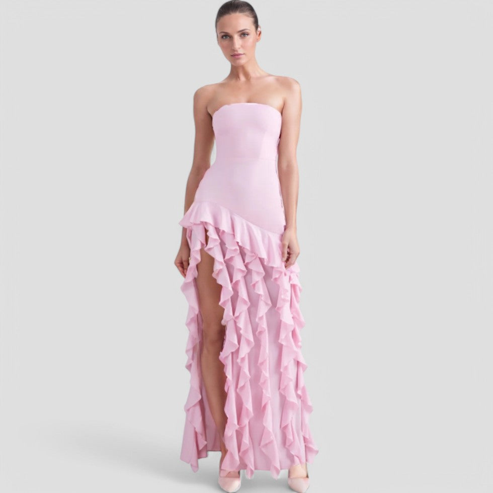 R&B | Ärmelloses Rüschenkleid Elegante Stille Luxusmode