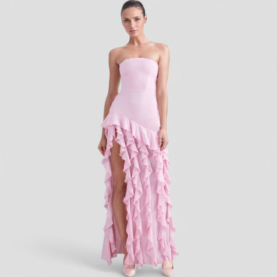 R&B | Ärmelloses Rüschenkleid Elegante Stille Luxusmode