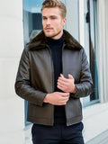 R&B | Herren Braun Lederjacke - Stilvoll & Warm Pelzkragen