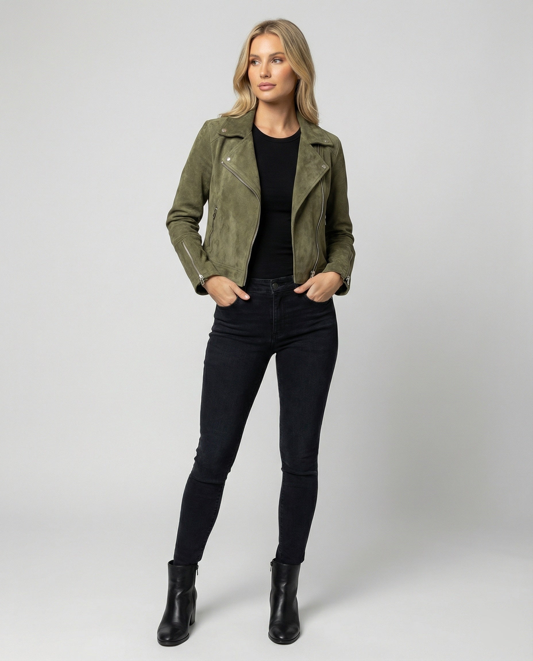 R&B | Damen Wildleder Bikerjacke