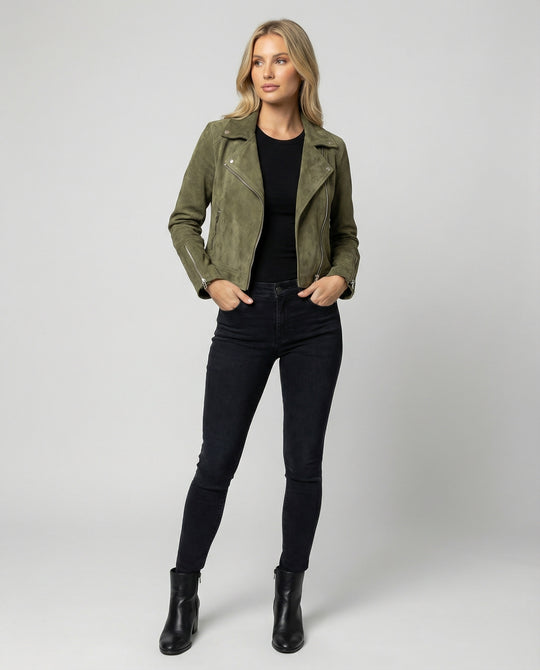 R&B | Damen Wildleder Bikerjacke