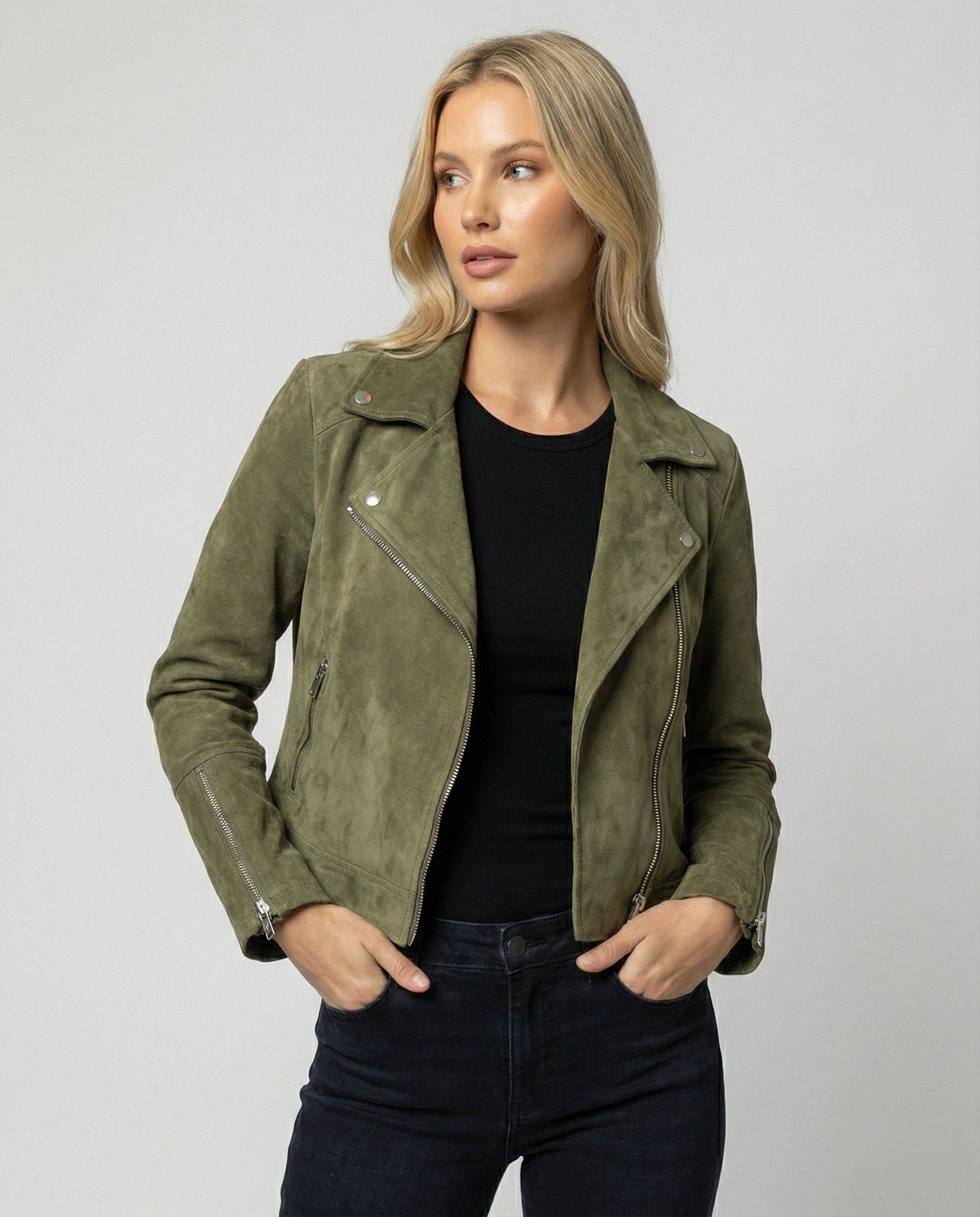 R&B | Damen Wildleder Bikerjacke