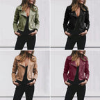 R&B | Asymmetrischer Reißverschluss Moto Stil Kunstlederjacke