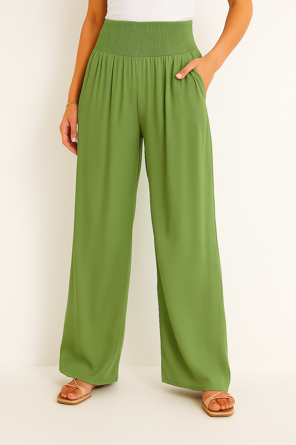 R&B | Sommerhose Damen mit Elastischem High-Waist-Bund