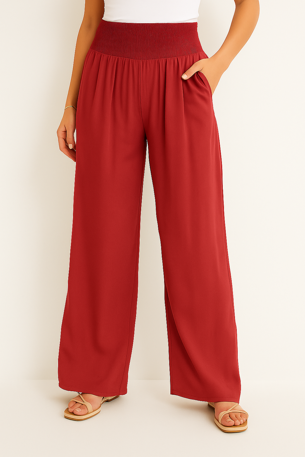R&B | Sommerhose Damen mit Elastischem High-Waist-Bund