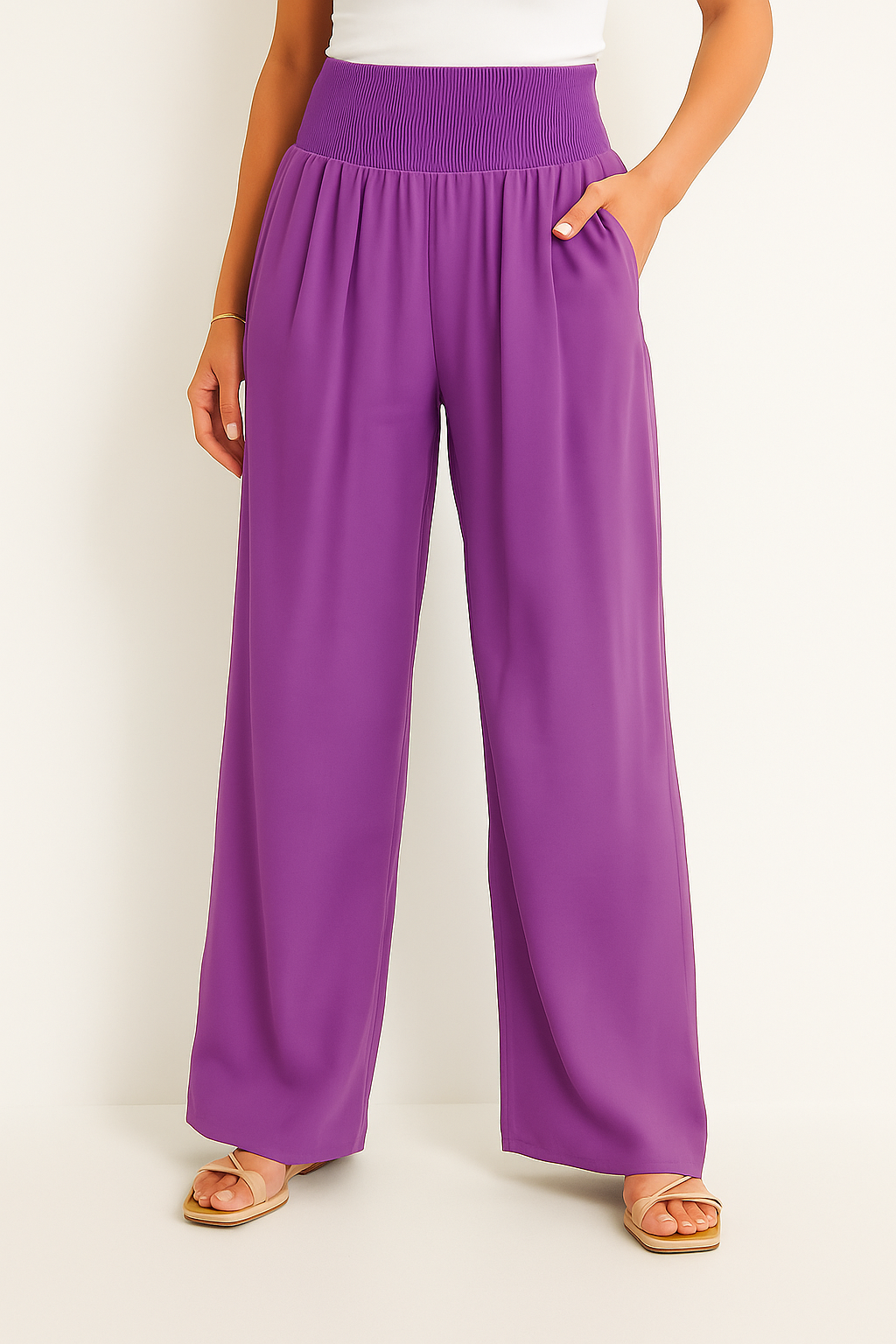 R&B | Sommerhose Damen mit Elastischem High-Waist-Bund