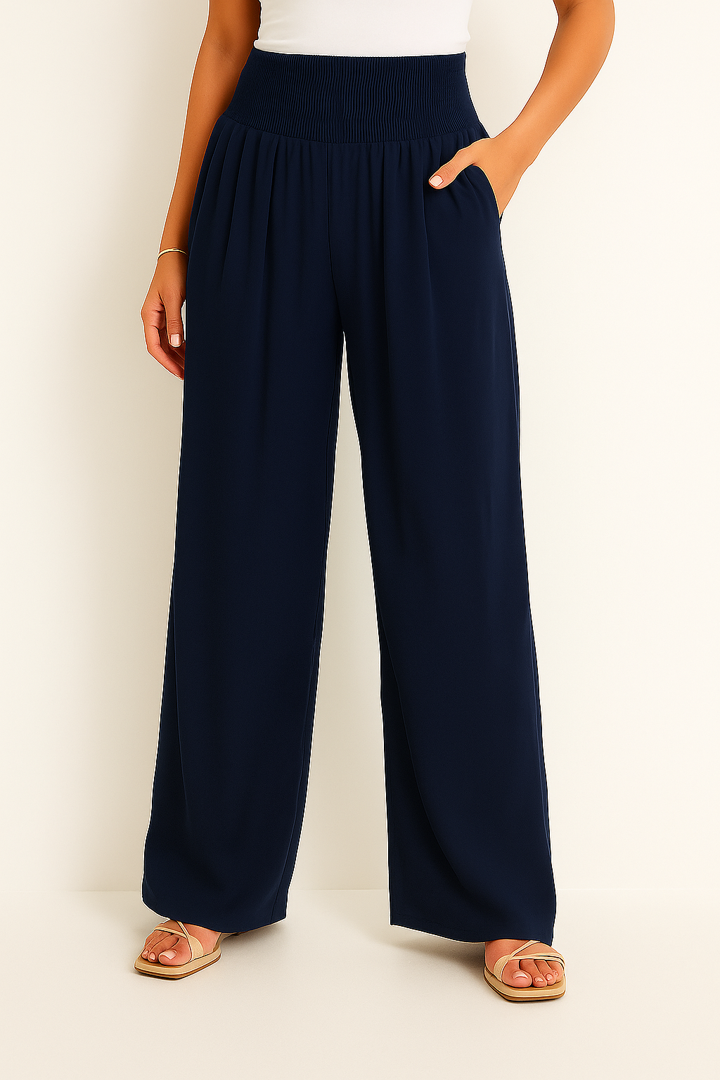 R&B | Sommerhose Damen mit Elastischem High-Waist-Bund