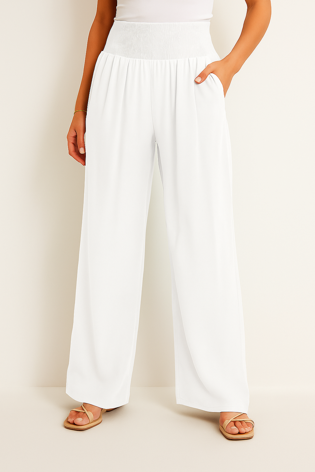 R&B | Sommerhose Damen mit Elastischem High-Waist-Bund