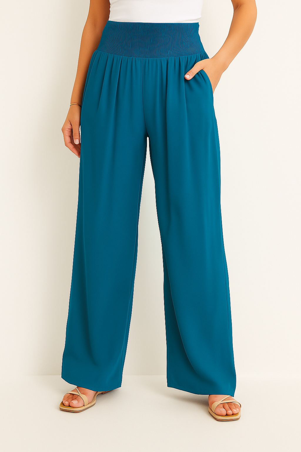 R&B | Sommerhose Damen mit Elastischem High-Waist-Bund