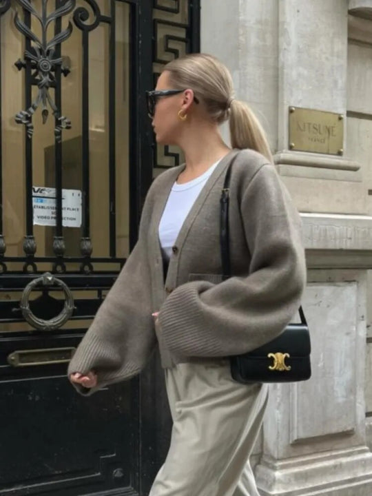 R&B | Damen Stilvoll Strickcardigan mit Knopfverschluss und V-Ausschnitt