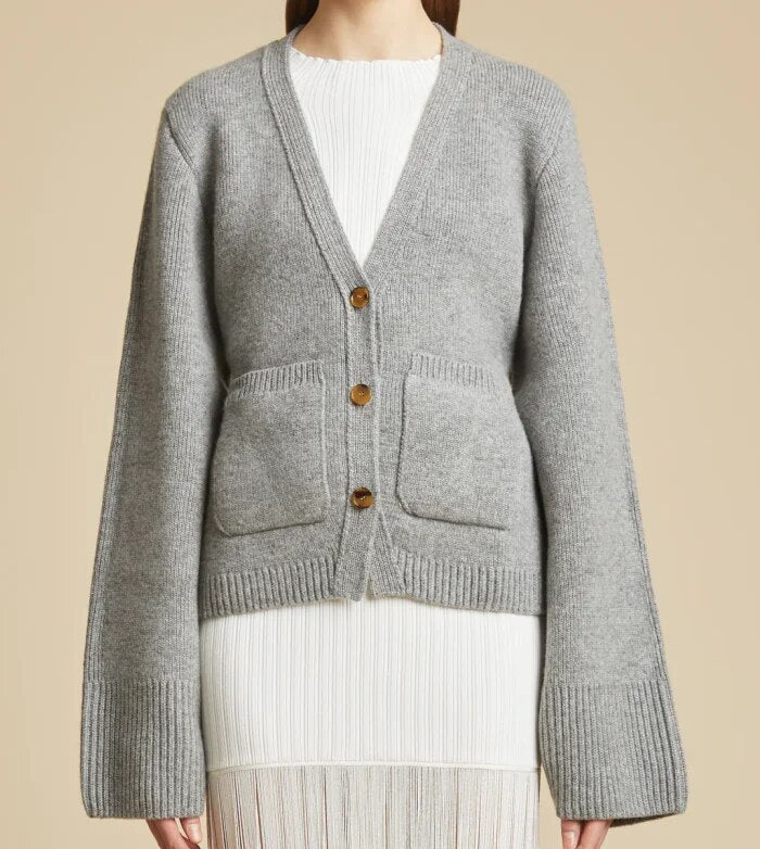 R&B | Damen Stilvoll Strickcardigan mit Knopfverschluss und V-Ausschnitt